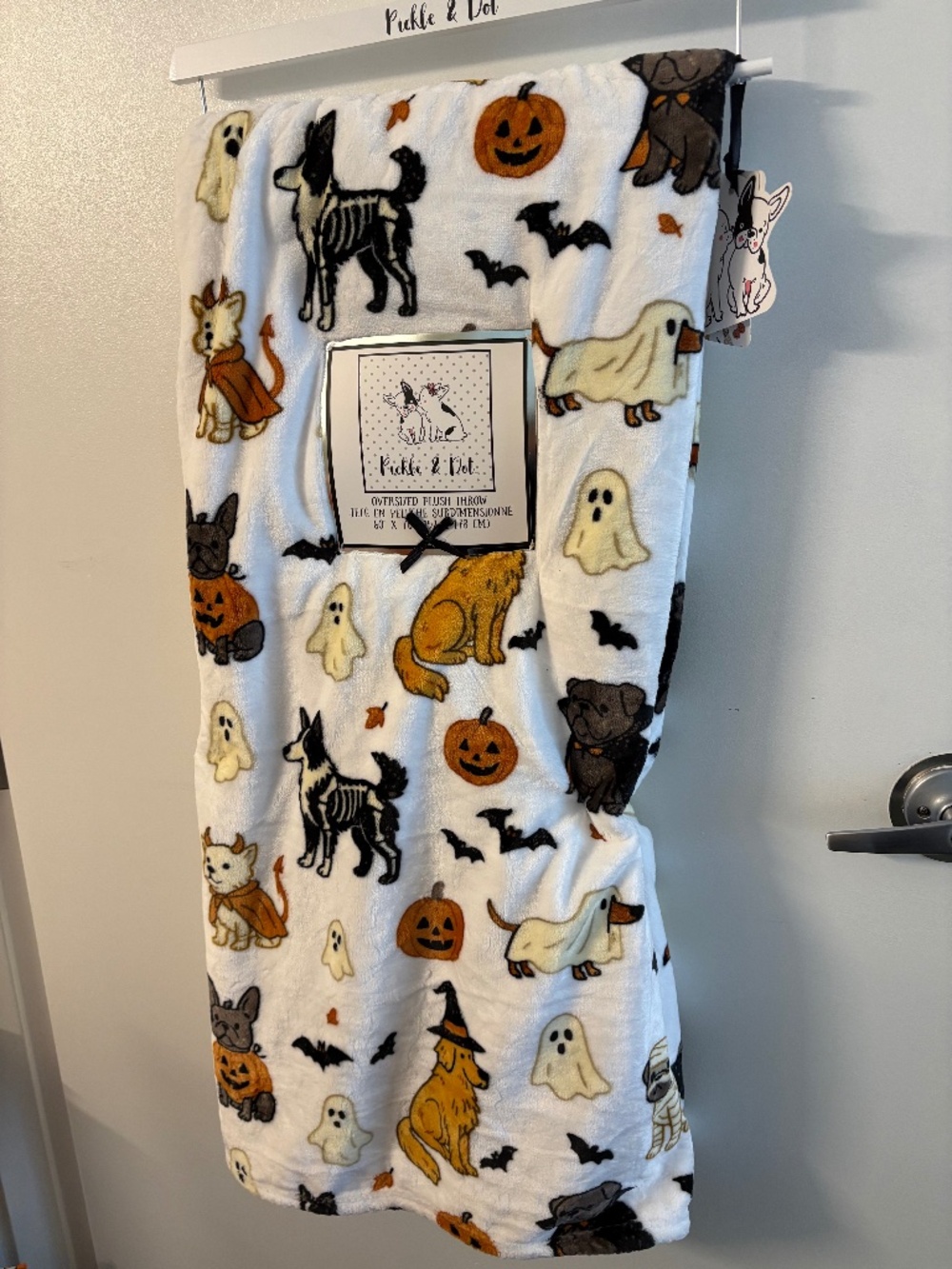 Pickle and Dot OVERSIZED HALLOWEEN DOGS IN COSTUME BLANKET